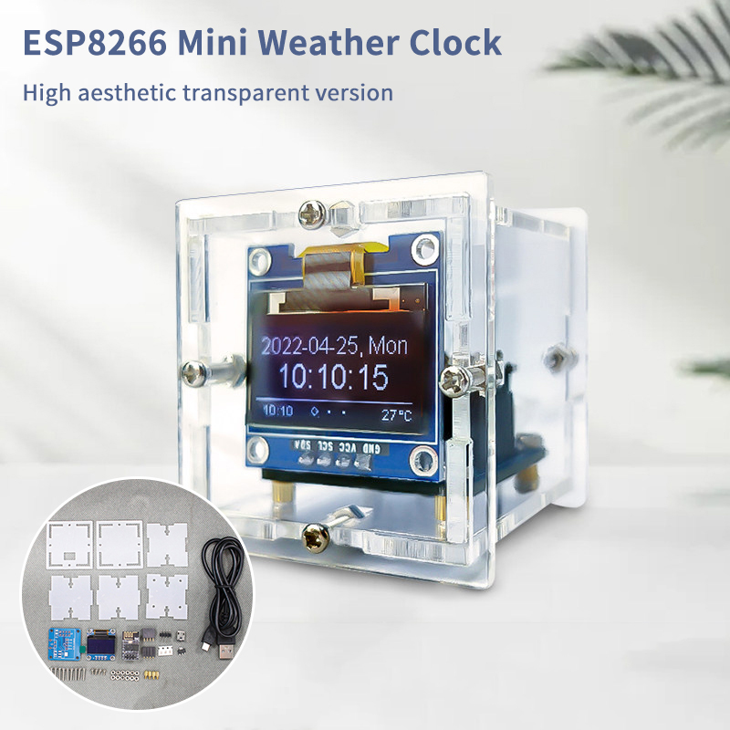 Diy Electronics Soldering Kit - ESP8266 Mini-Wetteruhr-Bausatz DIY-Lötprojekt - Multifunktionale WLAN-Digitalwetterstation