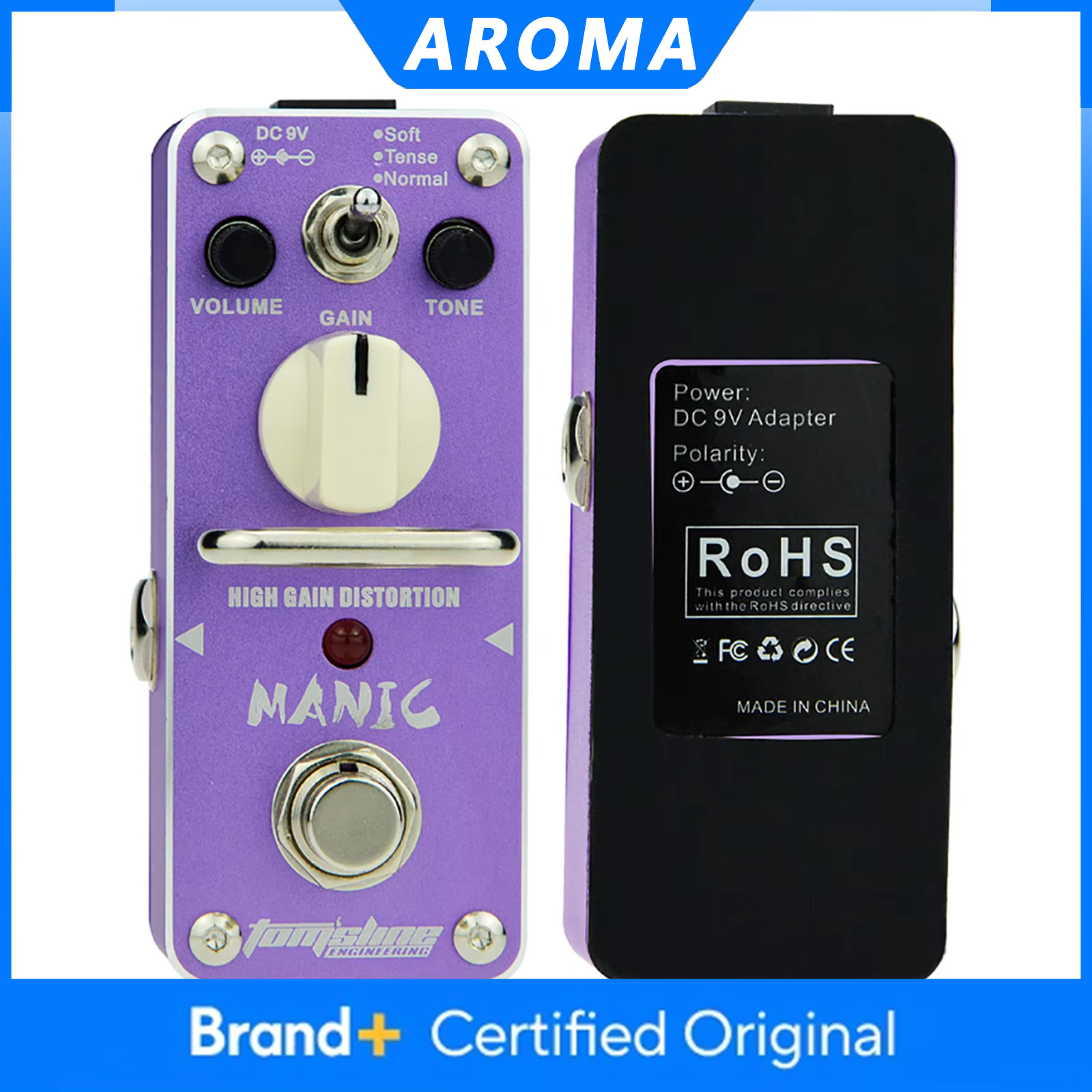 Diy Guitar Electronics - AROMA AMC-3 Gitarren-MINI High-Gain-Verzerrungseffektpedal, analoges True-Bypass-Minipedal