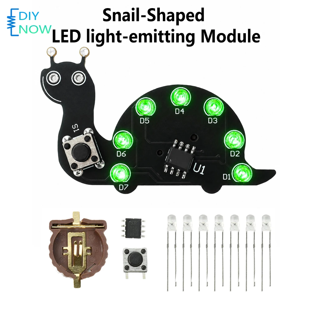 Diy Electronics Projects For Beginners - Schneckenförmiges LED-Lichtfluss-Übungsbrett, Löt-Übungsset mit 6 Beleuchtungsmodi