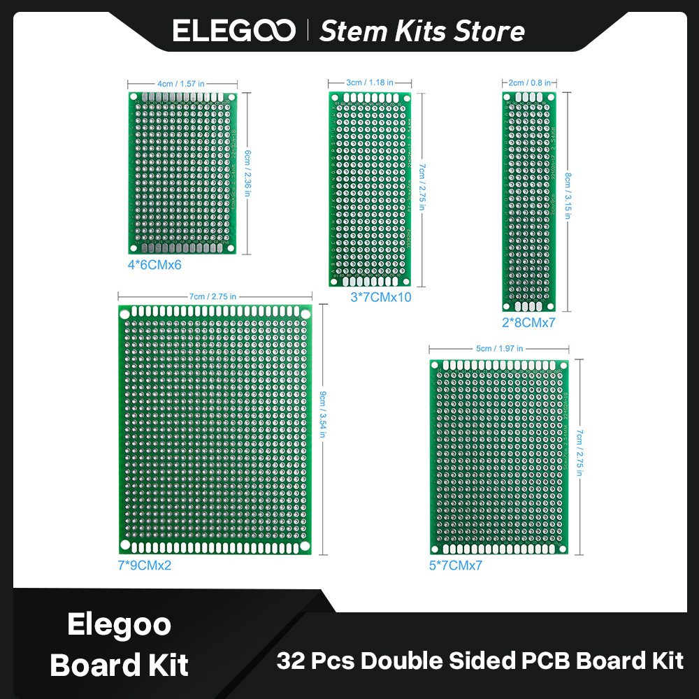 Pcb Etching Kit - ELEGOO 32-teiliges Doppelseitiges PCB-Board Prototyp-Kit für
