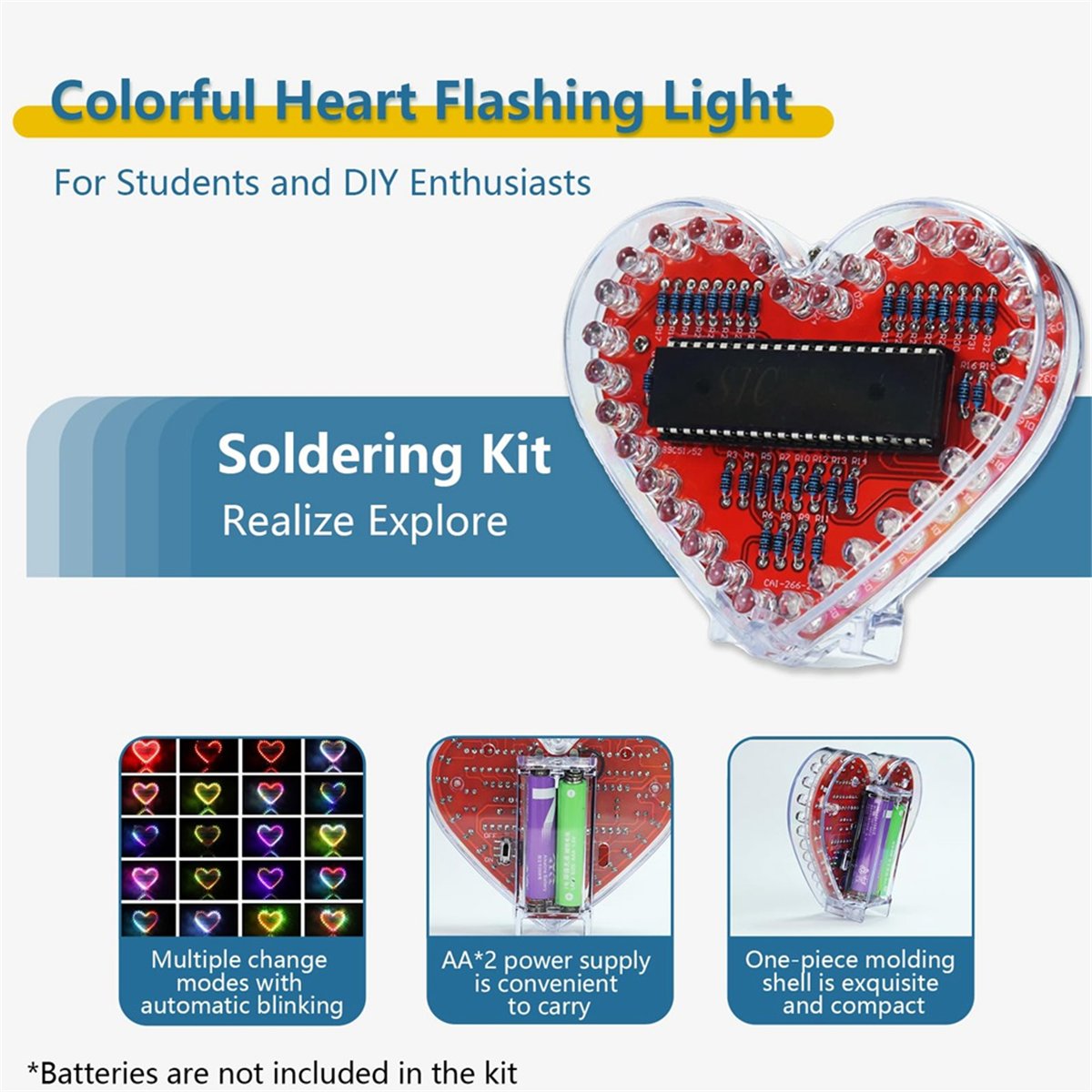 Diy Electronics Projects For Beginners - DT262/Lötpraktikum-Set, Herzförmiges LED-Licht Lötprojekt RGB LED