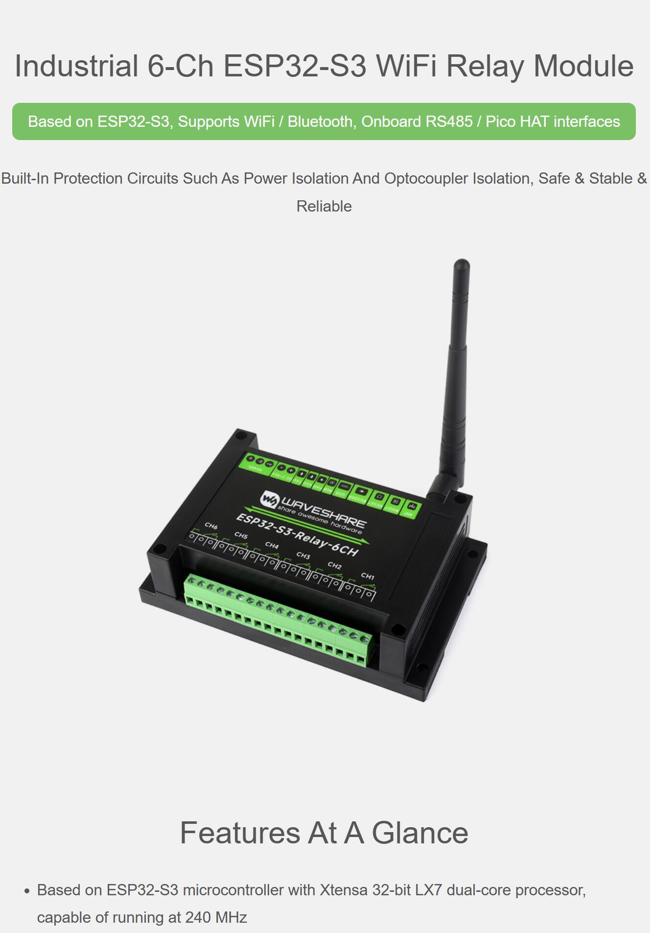 Esp32 Wifi Bluetooth - Industrielles 6-Kanal-Relaismodul ESP32-S3 mit WLAN, Bluetooth,