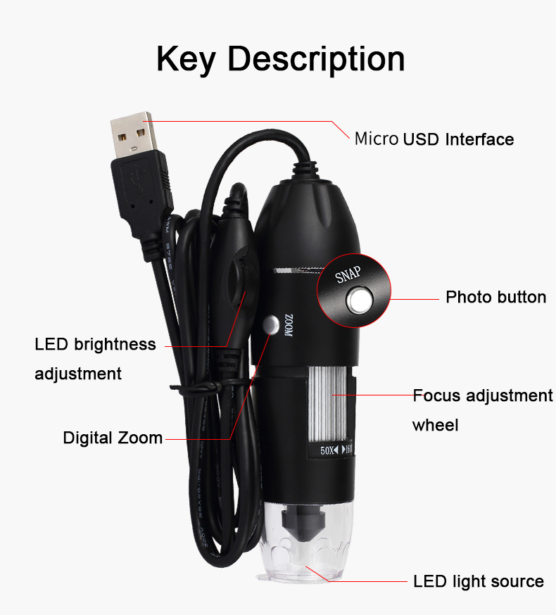 USB-Digitalmikroskop 500X/1000 – Diy Electronics Microscope Bewertung und Preis